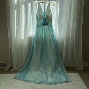 Blue haltered gown